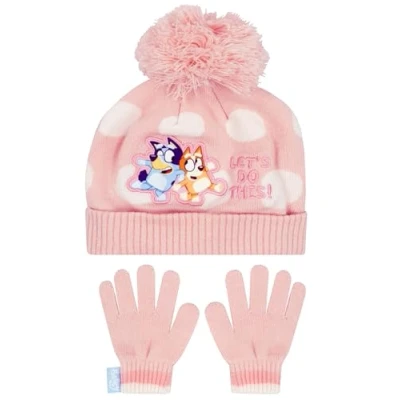 Afbeelding van Bingo en Bluey handschoen muts voor kinderen, meisjes, één maat, roze, Roze