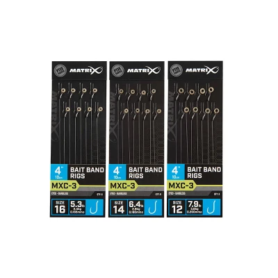 Image de Matrix Onderlijn MXC 3 Bait Band Rigs 4 (10cm) Eyed Barbless Taille : crochet 16