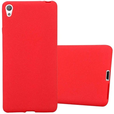 Afbeelding van Cadorabo Hoesje geschikt voor Sony Xperia E5 in FROST ROOD Beschermhoes gemaakt van flexibel TPU silicone Case Cover