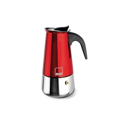 Afbeelding van IBILI Moca Rosso Express koffiezetapparaat, 10 kopjes, 460 ml, roestvrij staal, geschikt voor inductie