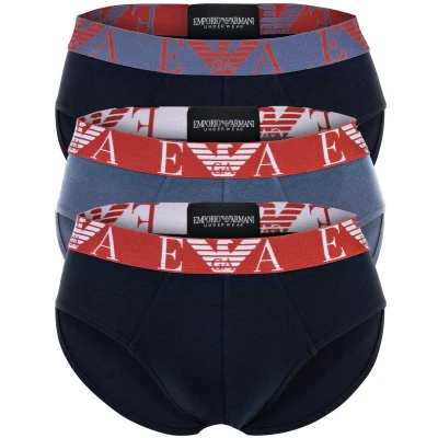 Afbeelding van Emporio Armani Brief 3 PACK Slip, Heren, Maat: Large, Blu/vin indi
