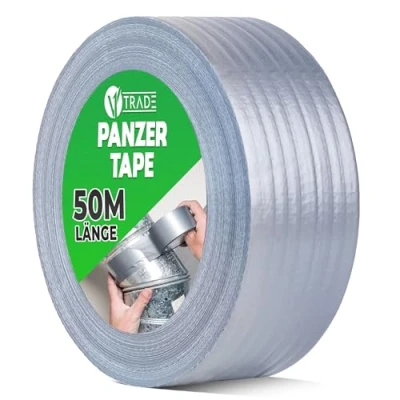 Afbeelding van V1 Trade Waterdicht pantserband 48 mm x 50 m Zilverkleurig Stoffen tape plakband Weefseltape
