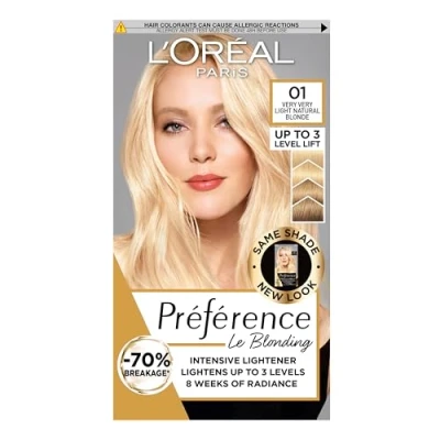 Afbeelding van L&#039;Oréal Paris Préférence Le Blonding 01 permanente haarkleurset met kleuring en haarverzorgingsbalsem zeer licht blond