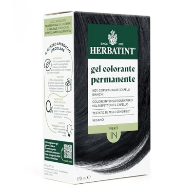 Afbeelding van Herbatint Permanente kleurgel voor haar, 1N, zwart, 170 ml, ammoniakvrij, 100% dekking wit de gevoelige huid, met 8 biologische natuurlijke extracten