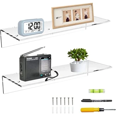 Afbeelding van 43 cm acryl wandrekken, wandrekken voor slaapkamer, verzamelobjecten, Funko Pop, luidsprekers, planten, set van 2