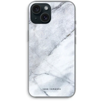 Afbeelding van Case Company® hoesje geschikt voor iPhone 15 Witte marmer Soft Cover Telefoonhoesje Bescherming aan alle Kanten en Schermrand