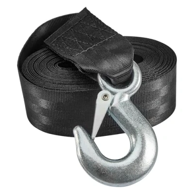 Afbeelding van CarBole Trektouw, sleeptouw, 3300 LB, trekhulp, dubbel hulptouw met stalen haak, zwart