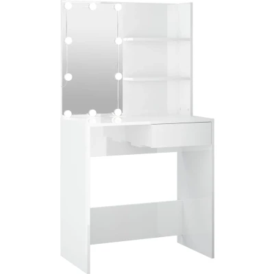 Afbeelding van vidaXL Kaptafel met LED verlichting 74,5x40x141 cm hoogglans wit