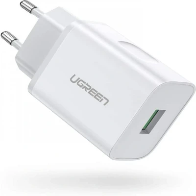Afbeelding van UGREEN USB A QC3.0 18.W Snellader voor o.a. Apple iPhone / iPad Samsung Wit