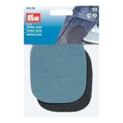 Afbeelding van Prym 9 x 8 cm, 2 paar jeans om op te strijken/naaien voor strijktafel, lichtblauw/donkerblauw