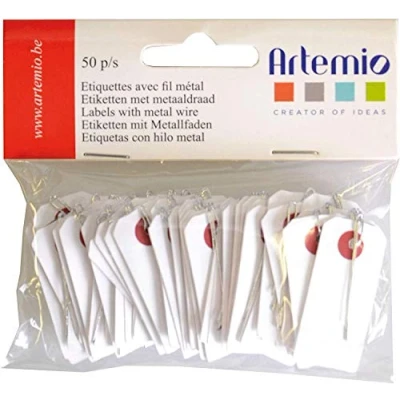 Image de 50 étiquettes blanc fil métal 2x4cm