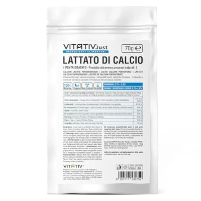 Afbeelding van VITATIV Calciumlactaatpoeder 70 g, ideaal voor de bolvorming van moleculaire keuken