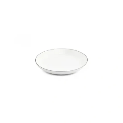 Afbeelding van BonBistro Diep bord 27xH4cm coupe black rim Basic White (Set van 6)