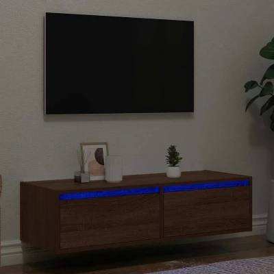 Afbeelding van vidaXL Tv meubel LED verlichting 100X35,5x25 cm bruin eikenkleur