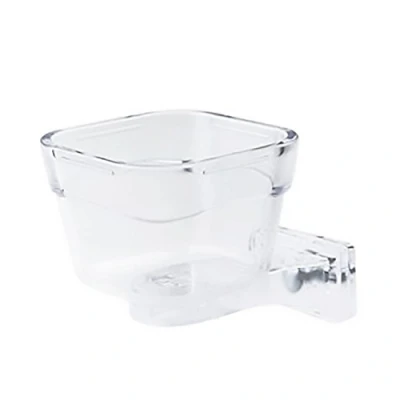 Afbeelding van Duvoplus Voerbak Vogel Eetpot Papegaai Lock Klein 9x9x6,5cm Transparant 1st