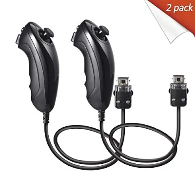 Afbeelding van Nunchuk controller vervangende voor Nintendo Wii en U console, zwart, 2 stuks