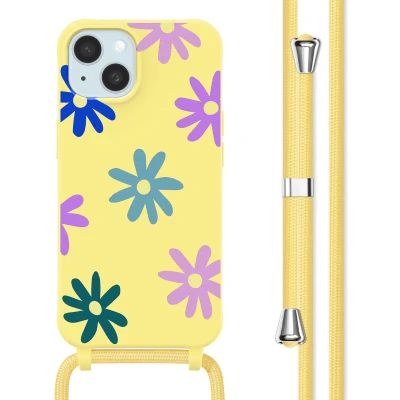 Afbeelding van imoshion hoesje Geschikt voor iPhone 15 met koord Siliconen design Meerkleurig / Yellow Flower Distance