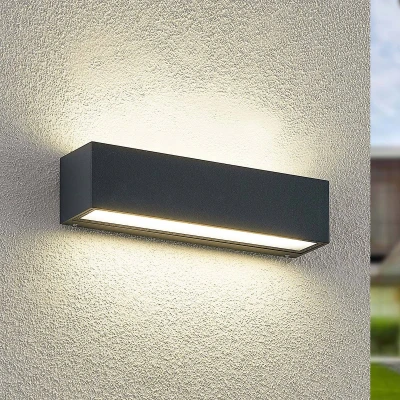 Afbeelding van Arcchio LED wandlamp Lengo, 25 cm, antraciet, 2 lamps, CCT