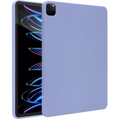 Afbeelding van Accezz Tablet Hoes Geschikt voor iPad Pro 12.9 (2021) / (2020) (2022) Liquid Silicone Backcover met penhouder Lila /Lila