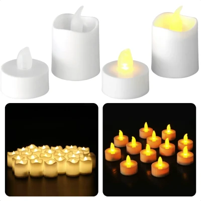 Afbeelding van Cheqo® Theelichtjes LED Waxinelichtjes Realistische Kaarsen Kaarsjes Theelicht Set 16 stuks 10x Klein &amp; 6x Groot Warm Wit Vlamhoogte 25mm Aan /Uitschakelaar Met Batterijen