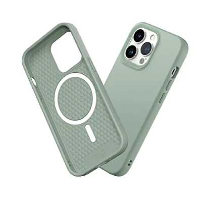 Afbeelding van RHINOSHIELD Hoesje compatibel met [iPhone 13 Pro] SolidSuit Magsafe dunne hoes schokabsorberende technologie en premium matte afwerking saliegroen