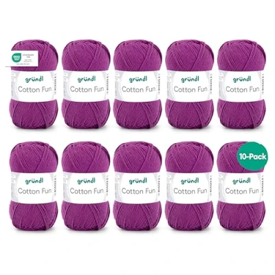 Image de Gründl Cotton Fun laine, Coton, pourpre, 27.00 x 11.00 07.00 cm Lot de 10, Purpur