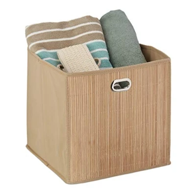 Afbeelding van Relaxdays opbergmand bamboe opbergbox opvouwbaar stoffen opbergdoos kast organizer Naturel