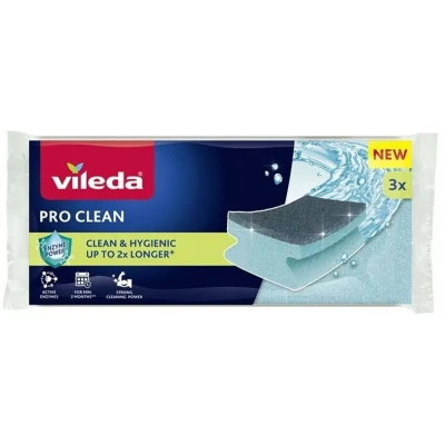 Afbeelding van Vileda Pro Clean enzymatische geprofileerde schuurspons 3 stuks.
