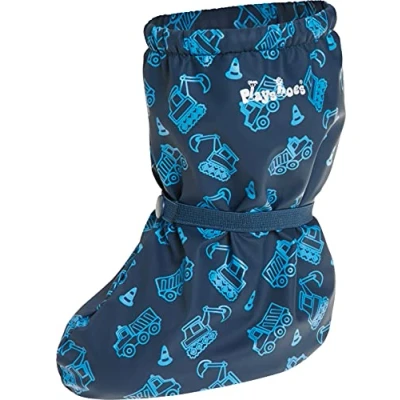 Afbeelding van Playshoes Waterdichte overschoenen met fleece voering Bouwplaats Donkerblauw maat S (size 22)