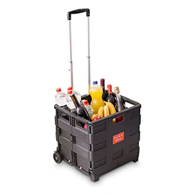 Afbeelding van Relaxdays Boodschappentrolley, inklapbaar, tot 35 kg, verstelbare handgreep, met wielen, hxbxd: ca. 100 x 42 37 cm, zwart