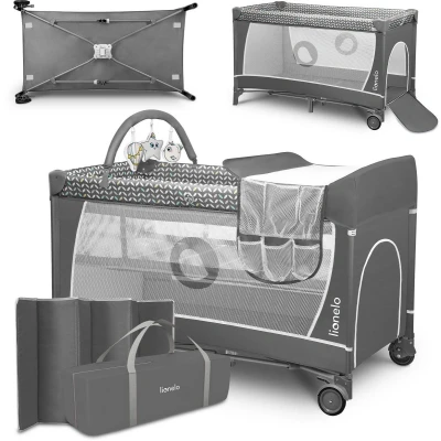Afbeelding van Lionelo Campingbed/box Flower Grey Scandi