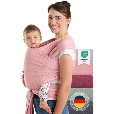 Afbeelding van Laleni Draagdoek voor Pasgeborenen tot 15 kg in Katoen Omslagdoek OEKO TEX gecertificeerd Newborn Babydraagzak 5,10m lang Fysiologische Kinderdraagzak Roze