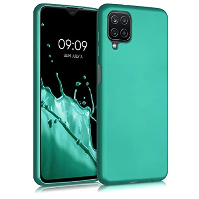 Afbeelding van kwmobile telefoonhoesje geschikt voor Samsung Galaxy A12 Hoesje smartphone Back cover in metallic turquoise