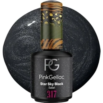 Afbeelding van Pink Gellac 317 Star Sky Black 15 ml Zwarte Gel Nagellak met een Shimmer Finish