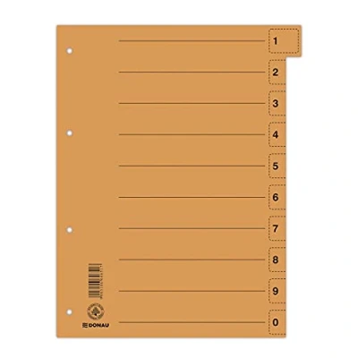 Afbeelding van DONAU 8611001 12 50 stuks tabbladen kleur: oranje/extra grote kartonnen van gerecycled karton / voor DIN A4 4 gaten verdelers map