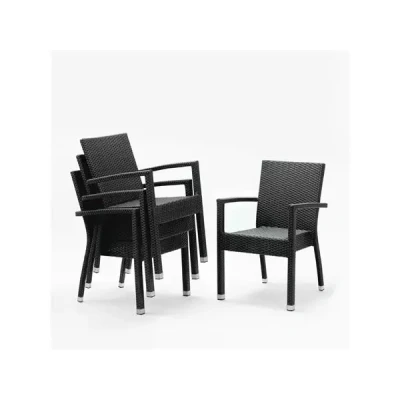 Afbeelding van Bolero polyrotan stoelen met armleuning antraciet (4 stuks)