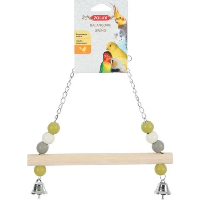 Afbeelding van Zolux Schommel Hout Met Kralen / 2 Bellen Ketting Assorti 10X22X26 CM
