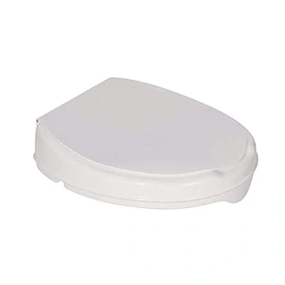 Afbeelding van Homecraft Savanah 5,1 cm verhoogde toiletbril met deksel, verlengde en zithouder voor ouderen, gehandicapten gehandicapten, kleur wit