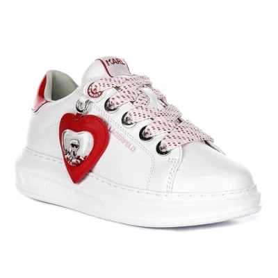 Afbeelding van KARL Lagerfeld Kapri Valentine Pendant Sneakers laag, Dames, Maat: 35, White/red Leer