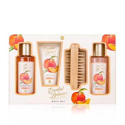 Afbeelding van Accentra Essential Botanics Badset, fruit in geschenkdoos, douchegel, schuimbad, bodylotion, nagelborstel, perzikgeur