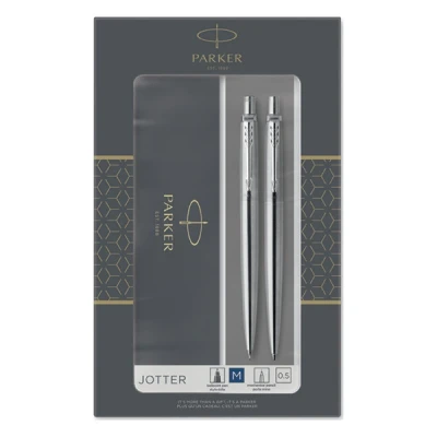 Image de PARKER Jotter coffret cadeau Duo : Stylo bille + Porte mine 0.5mm acier