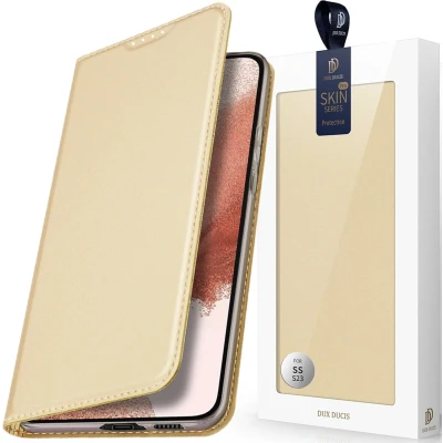 Afbeelding van Dux Ducis Skin Pro hoesje voor Samsung Galaxy S23+ met klepkaartportemonnee gouden standaard