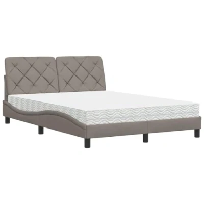 Afbeelding van vidaXL Bed met matras stof taupe 140x200 cm