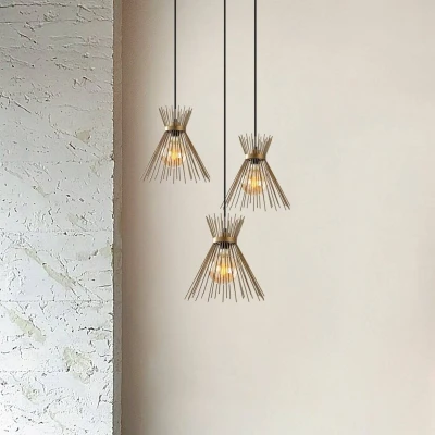 Afbeelding van Kirpi 3086 hanglamp, goudkleurig, metaal, 3 lamps rond