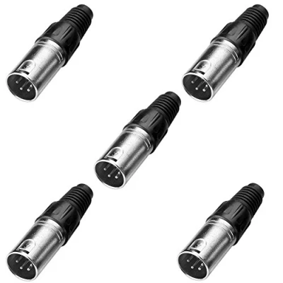 Afbeelding van SIENOC 4 polige XLR connectoren zwarte metalen behuizing zilveren contacten 5 stuks