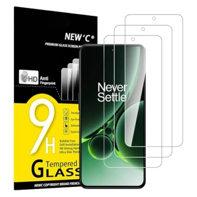 Afbeelding van NEW&#039;C 3 stuks gehard glas voor OnePlus Nord 5G, effectieve bescherming tegen krassen, zonder luchtbellen, extreem robuust (0,33 mm HD ultra transparant), hardheid 9H