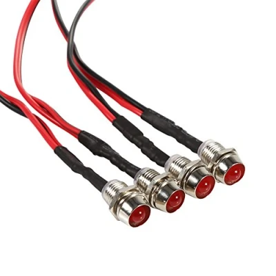 Afbeelding van EBTOOLS 4 led dashboard indicatoren, 12 V, 8 mm, led, autolamp, boot, controlelampje voor auto&#039;s, boten, vrachtwagens, bestelwagens (rood)