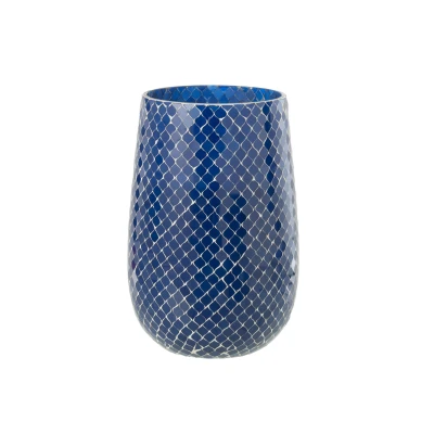 Afbeelding van J Line Geurkaars Mia Mozaeik Blauw Large 230H