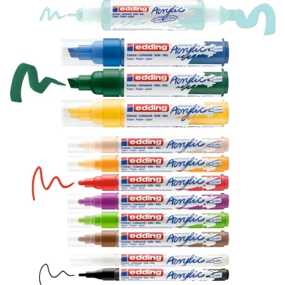Afbeelding van edding Acrylic Marker starter set Basic 12 ST 1 2/2 3/5 10mm 4 CS12B (02 21)