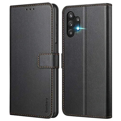 Afbeelding van Ganbary Samsung Galaxy A32 5G telefoonhoes (niet voor 4G), lederen met kaartenvak, magneetsluiting, standfunctie, compatibel 5G, zwart